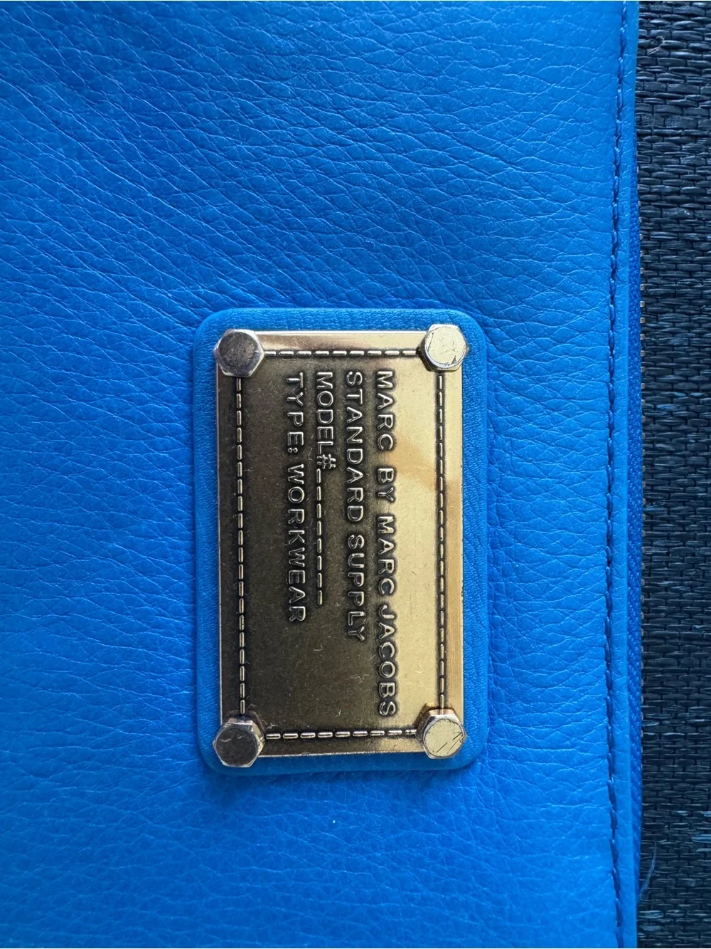Marc By Marc Jacobs Bright Blue Leather Zip Phone Wallet with Gold Plaque
